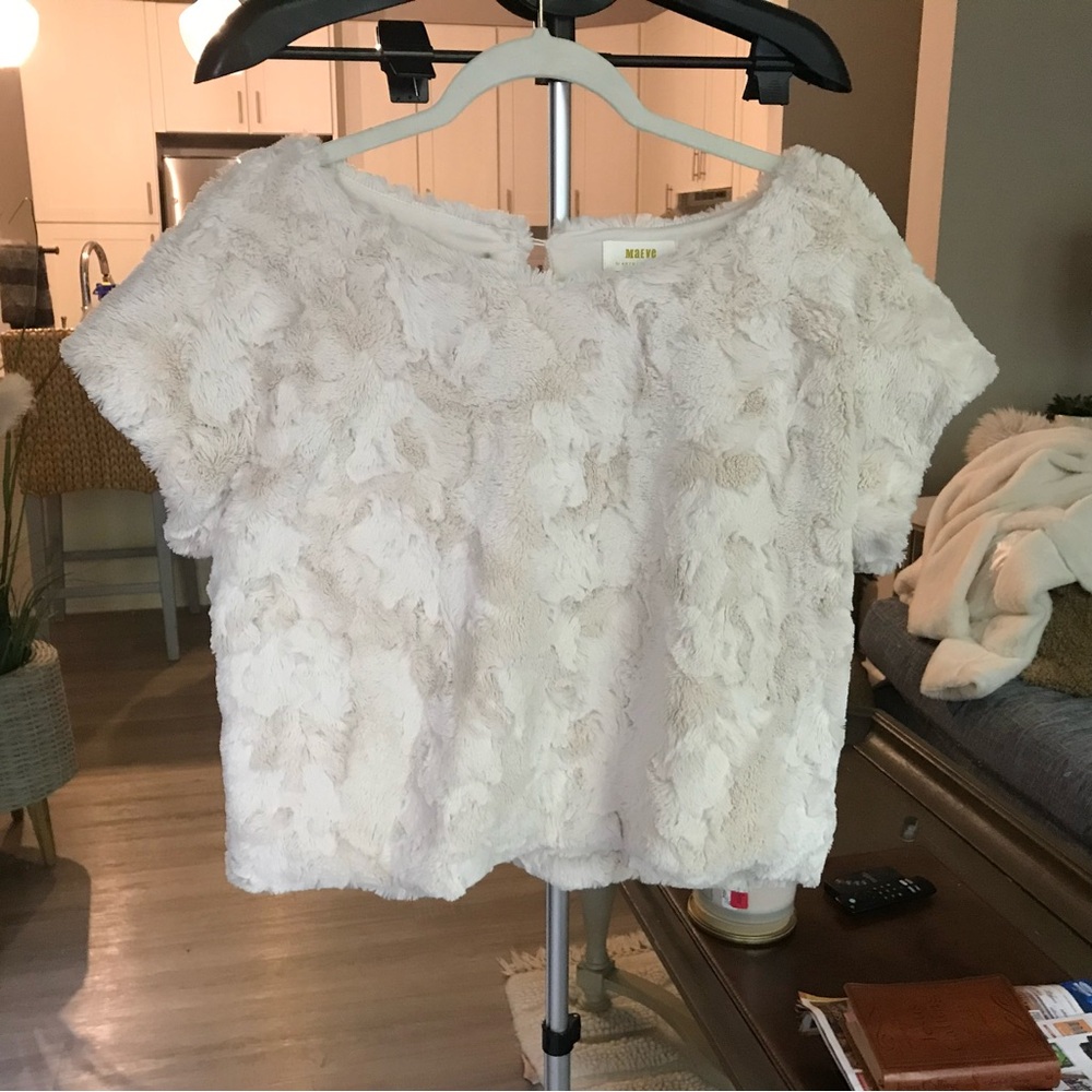 Maeve Cream Textured Crop Top
